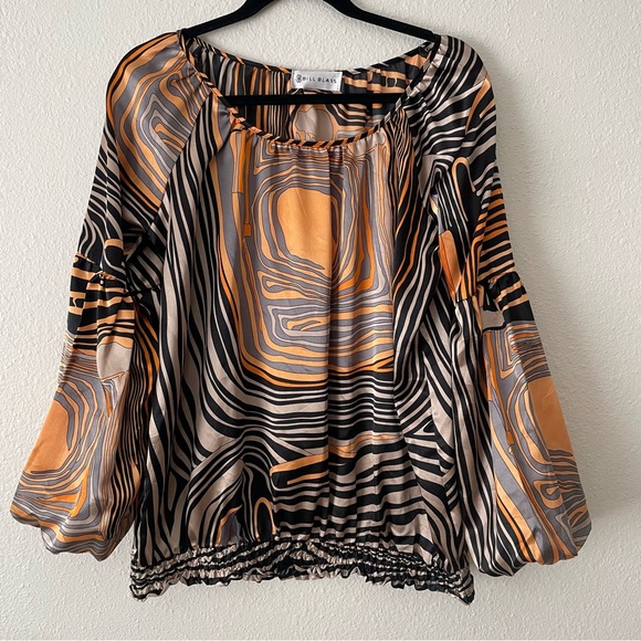 Bill Blass women’s abstract balloon sleeve blouse, size medium - Picture 1 of 12